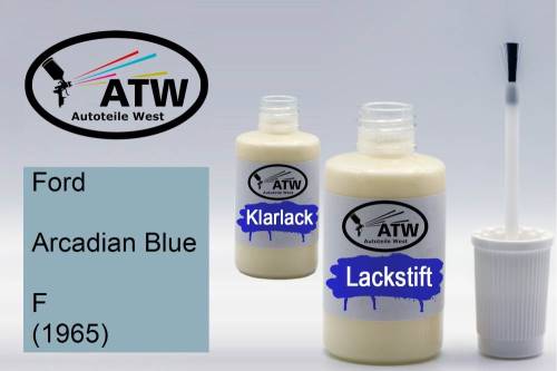 Ford, Arcadian Blue, F (1965): 20ml Lackstift + 20ml Klarlack - Set, von ATW Autoteile West.